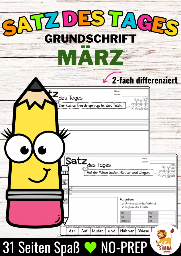 Satz des Tages / Schüttelsätze (Grundschrift) schreiben März Tedesco Esercizi - Satz des Tages / Schüttelsätze (Grundschrift) schreiben März Tedesco - SIMBA Trainers Education - Pagina di copertina