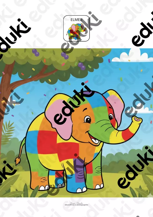 STORIA DI ELMER in CAA Materiale di supporto/inclusione - STORIA DI ELMER in CAA - educativamente_chiara - Pagina di copertina