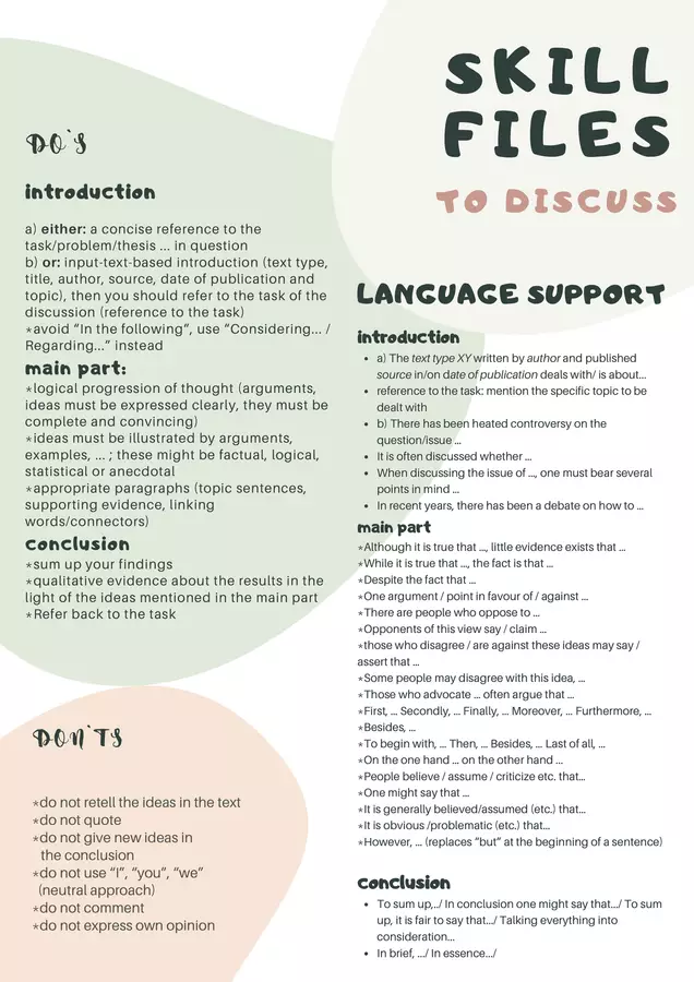 To discuss skill files ("Discutere le schede di competenze") Esercizi - To discuss skill files ("Discutere le schede di competenze") - Mrs. Team English - Pagina di copertina