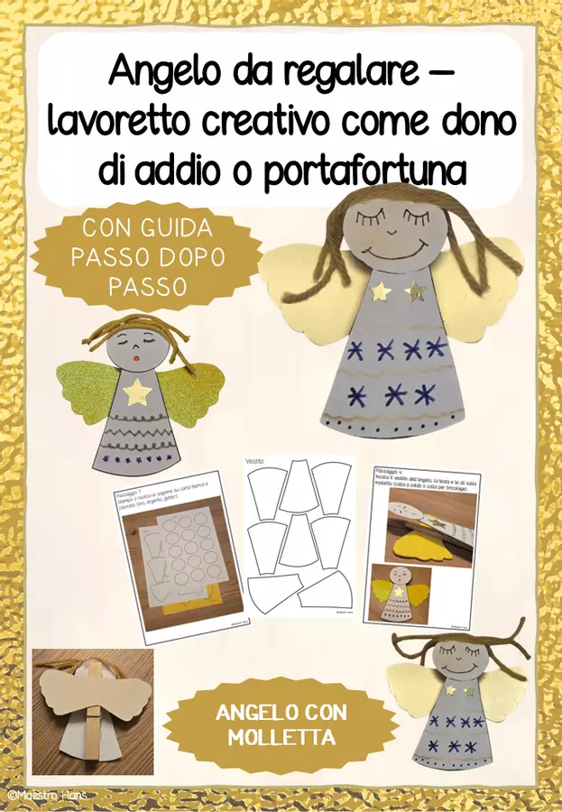 Angelo da regalare – lavoretto creativo come dono di addio o portafortuna Materiale per pittura e bricolage - Angelo da regalare – lavoretto creativo come dono di addio o portafortuna - Maestro Hans - Pagina di copertina