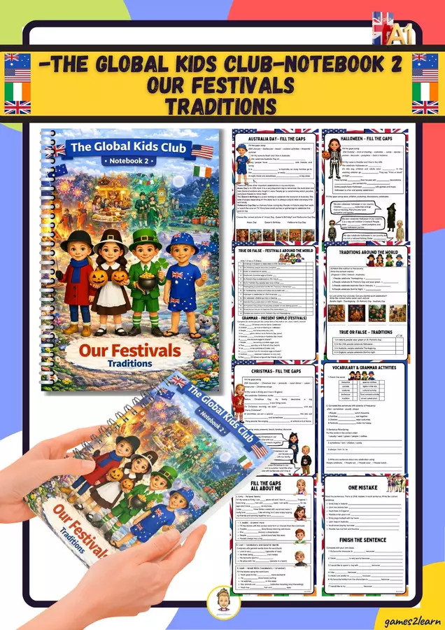 The Global Kids Club – Notebook 2: OUR FESTIVALS: TRADITIONS Esercizi - The Global Kids Club – Notebook 2: OUR FESTIVALS: TRADITIONS - games2learn - Pagina di copertina