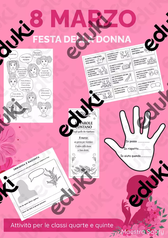 8 marzo: “Una ragazza, tra tante. Diritti che parlano” Piani di lezione - 8 marzo: “Una ragazza, tra tante. Diritti che parlano” - Maestra Sabry - Pagina di copertina