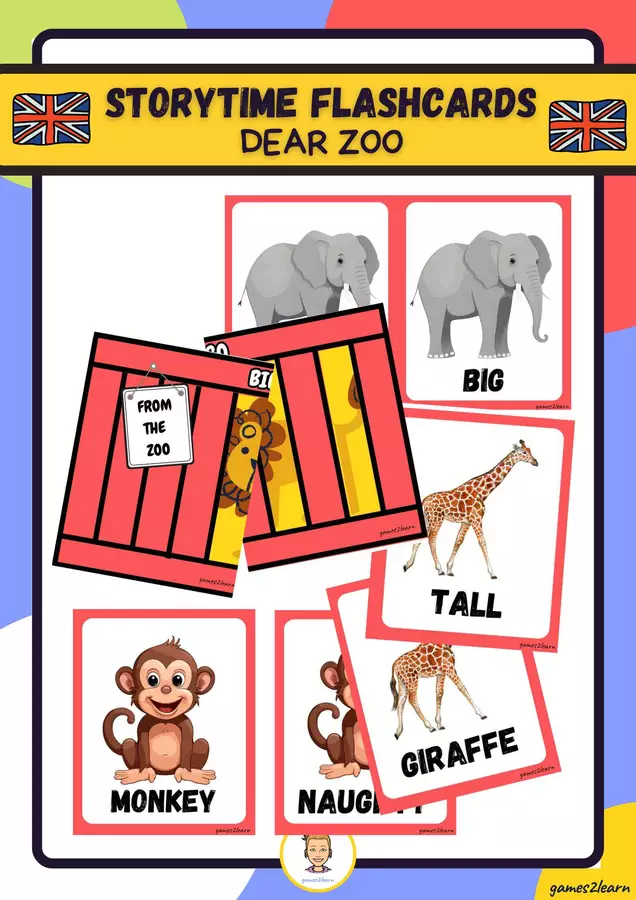 flashcards and remember DEAR ZOO Flashcard - flashcards and remember DEAR ZOO - games2learn - Pagina di copertina