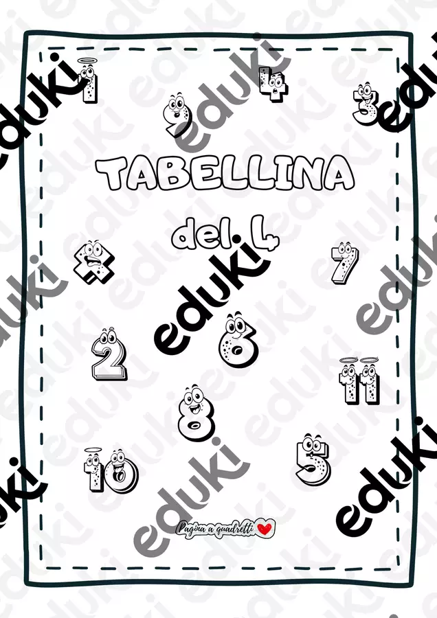 Tabellina del 4_Il quaderno delle tabelline Esercizi - Tabellina del 4_Il quaderno delle tabelline - Pagina_a_quadretti - Pagina di copertina