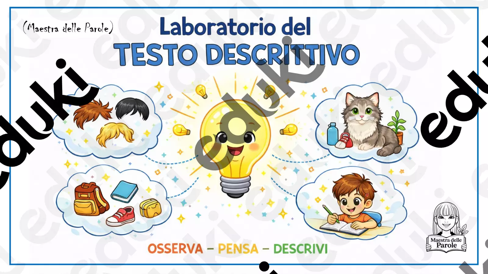 LABORATORIO DEL TESTO DESCRITTIVO Esercizi - LABORATORIO DEL TESTO DESCRITTIVO - Maestra Delle Parole - Pagina di copertina