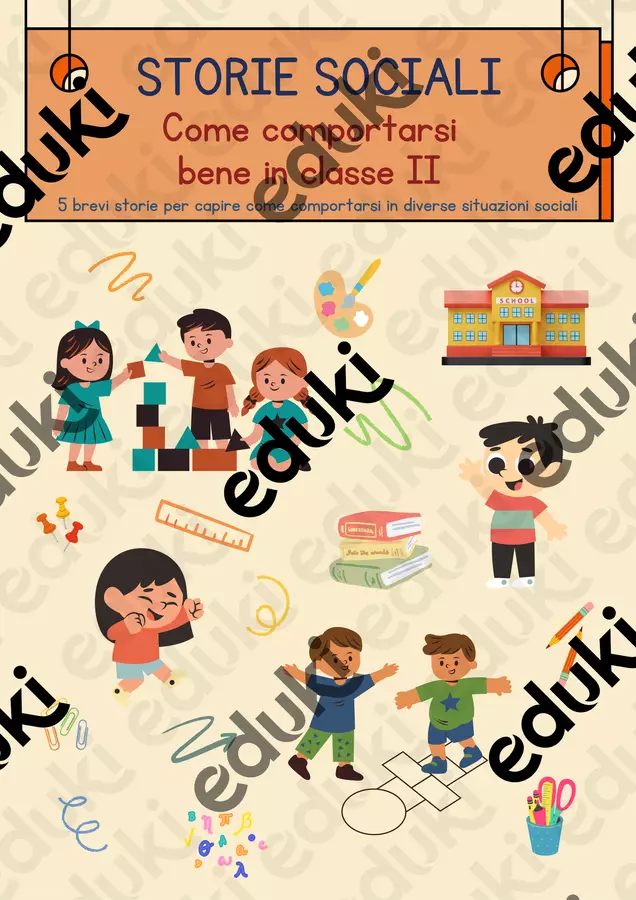 Storie Sociali - Come comportarsi bene in classe II. 5 storie su alzare la mano, seguire le istruzioni e le regole, BES, DSA e autismo Materiale di supporto/inclusione - Storie Sociali - Come comportarsi bene in classe II. 5 storie su alzare la mano, seguire le istruzioni e le regole, BES, DSA e autismo - Piccoli Passi | Materiali Educativi - Pagina di copertina