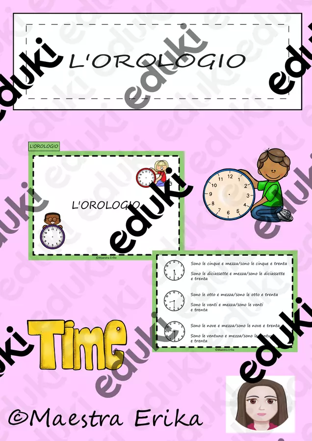 L' orologio in italiano Schede informative - L' orologio in italiano - Maestra Erika - Pagina di copertina