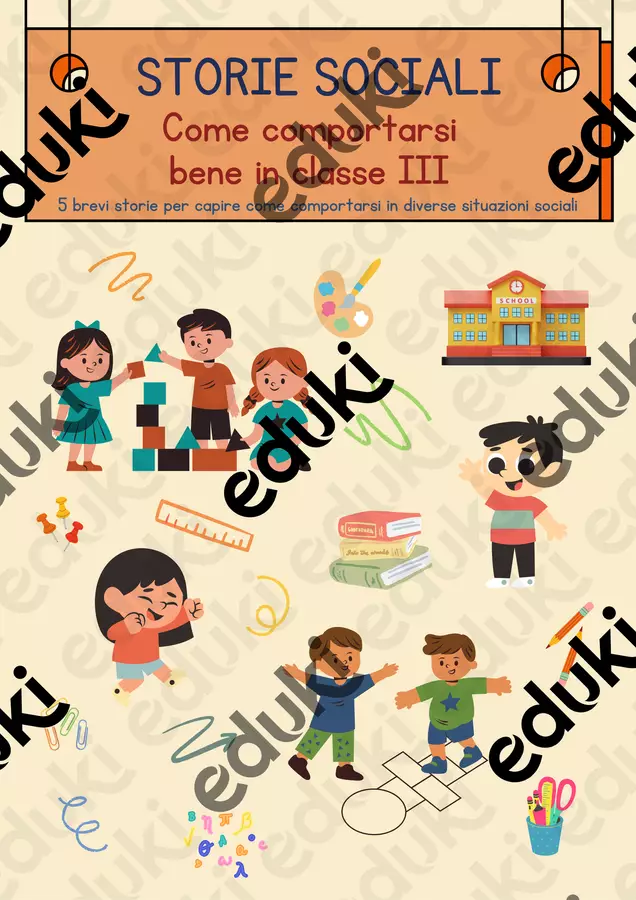 Storie Sociali - Come comportarsi bene in classe III. 5 storie su aspettare il turno e parlare a bassa voce, BES, DSA e autismo Materiale di supporto/inclusione - Storie Sociali - Come comportarsi bene in classe III. 5 storie su aspettare il turno e parlare a bassa voce, BES, DSA e autismo - Piccoli Passi | Materiali Educativi - Pagina di copertina