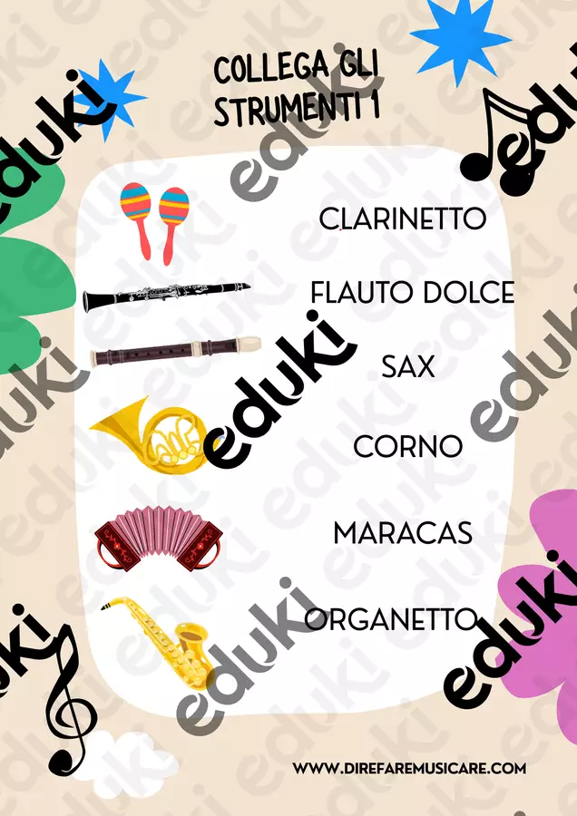 GIOCA LA MUSICA! Collega gli strumenti ai loro nomi 2 Giochi - GIOCA LA MUSICA! Collega gli strumenti ai loro nomi 2 - Raffaele Maltoni - direfaremusicare - Pagina di copertina