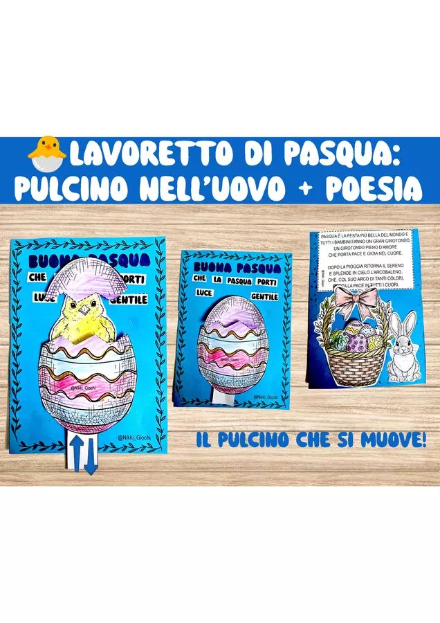 Lavoretto di Pasqua: Pulcino nell’Uovo + Poesia Flashcard - Lavoretto di Pasqua: Pulcino nell’Uovo + Poesia - Nikki_Giochi - Pagina di copertina