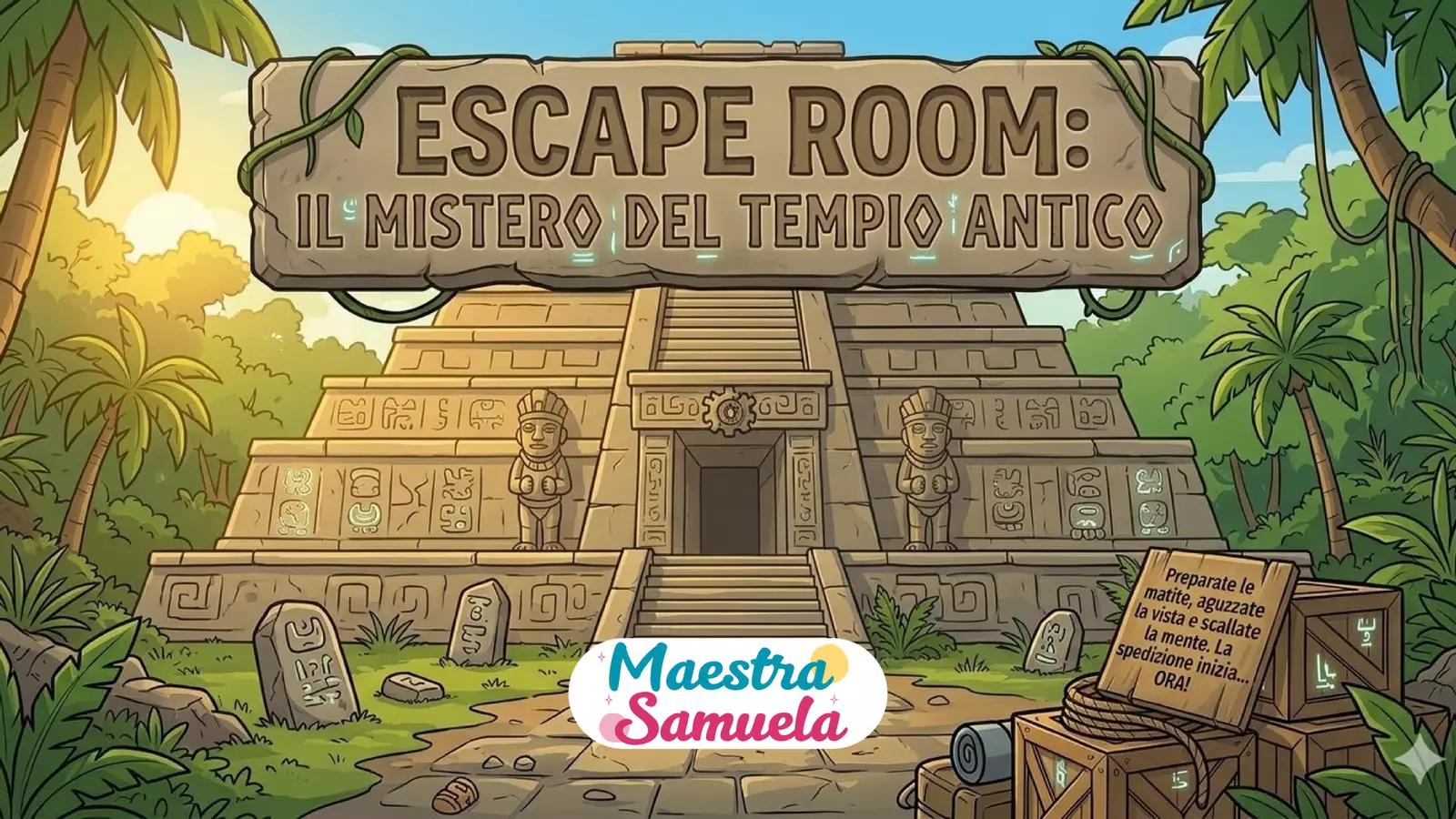 🌴 ESCAPE ROOM: IL MISTERO DEL TEMPIO ANTICO 💎 Esercizi - 🌴 ESCAPE ROOM: IL MISTERO DEL TEMPIO ANTICO 💎 - Maestra Samuela - Pagina di copertina