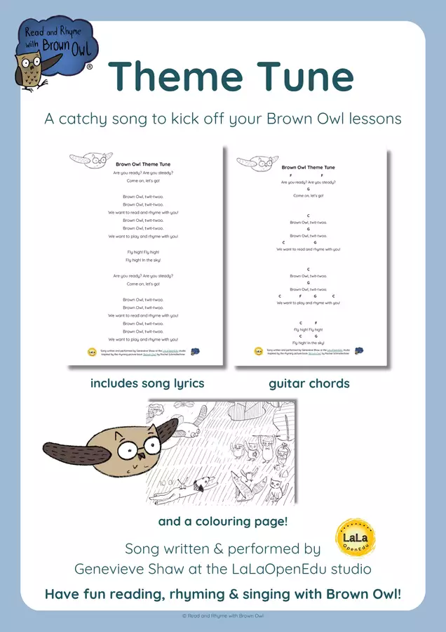 Brown Owl Theme Tune - Lyrics, guitar chords & more Materiale per pittura e bricolage - Brown Owl Theme Tune - Lyrics, guitar chords & more - Read and Rhyme with Brown Owl - Pagina di copertina