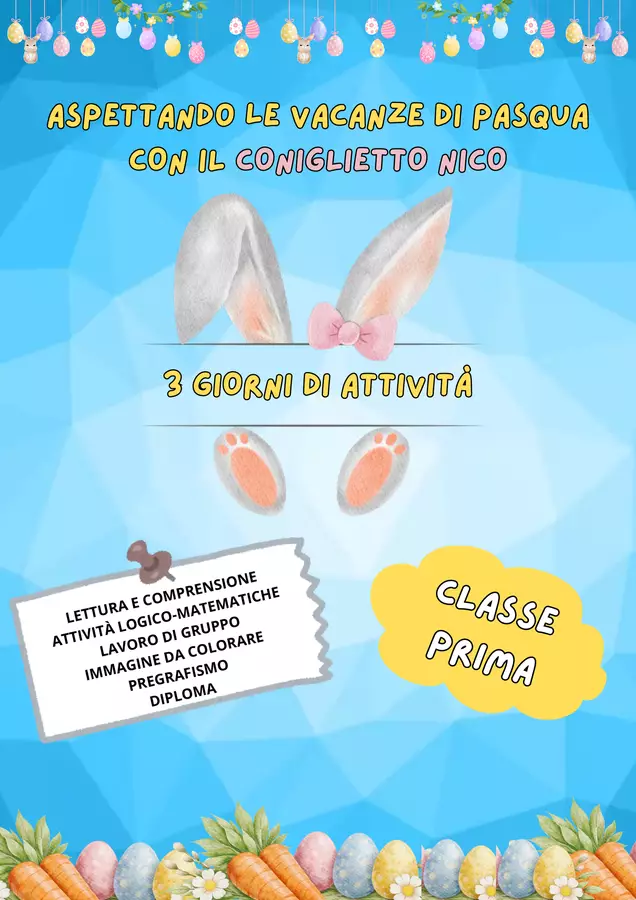 ASPETTANDO LE VACANZE DI PASQUA CON IL CONIGLIETTO NICO - Classe 1 Font originali - ASPETTANDO LE VACANZE DI PASQUA CON IL CONIGLIETTO NICO - Classe 1 - Video & Materiali Didattici - Pagina di copertina