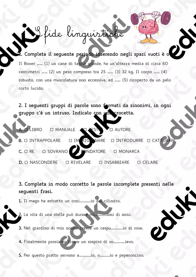 SFIDE LINGUISTICHE💪 esercizi riflessione linguistica Esercizi - SFIDE LINGUISTICHE💪 esercizi riflessione linguistica - maestraricciola - Pagina di copertina