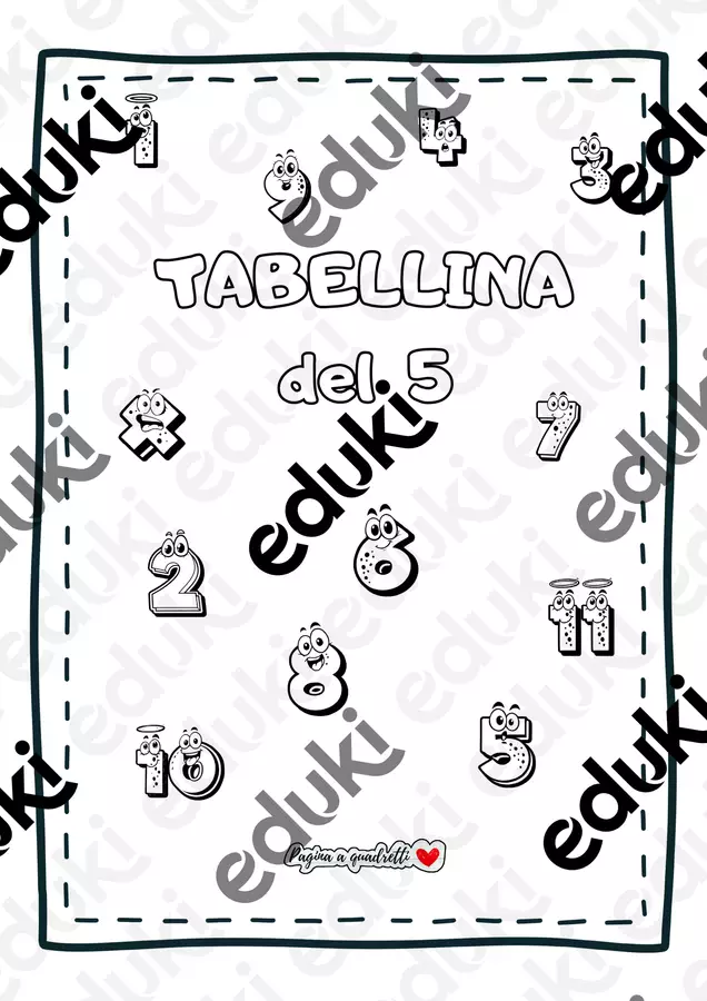 Tabellina del 5. Il quaderno delle tabelline Esercizi - Tabellina del 5. Il quaderno delle tabelline - Pagina_a_quadretti - Pagina di copertina