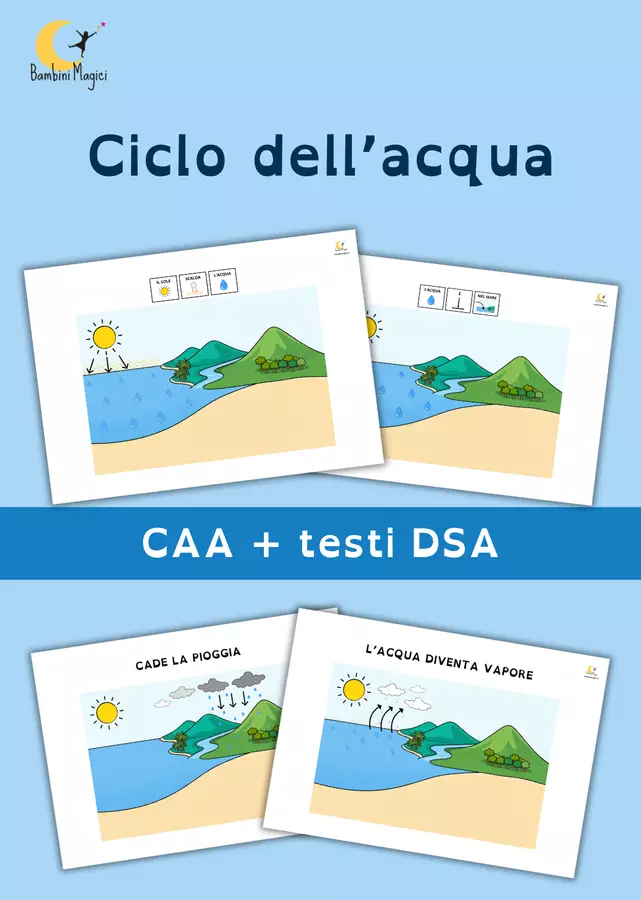 Il ciclo dell’acqua in CAA e testi DSA Materiale di supporto/inclusione - Il ciclo dell’acqua in CAA e testi DSA - Bambini Magici - Pagina di copertina