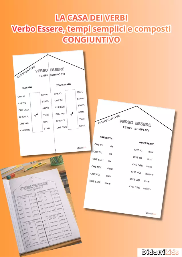 Casa dei verbi- CONGIUNTIVO VERBO ESSERE tempi semplici/composti - lapbook Esercizi - Casa dei verbi- CONGIUNTIVO VERBO ESSERE tempi semplici/composti - lapbook - DidattiKids 🌸 Silvia - Pagina di copertina
