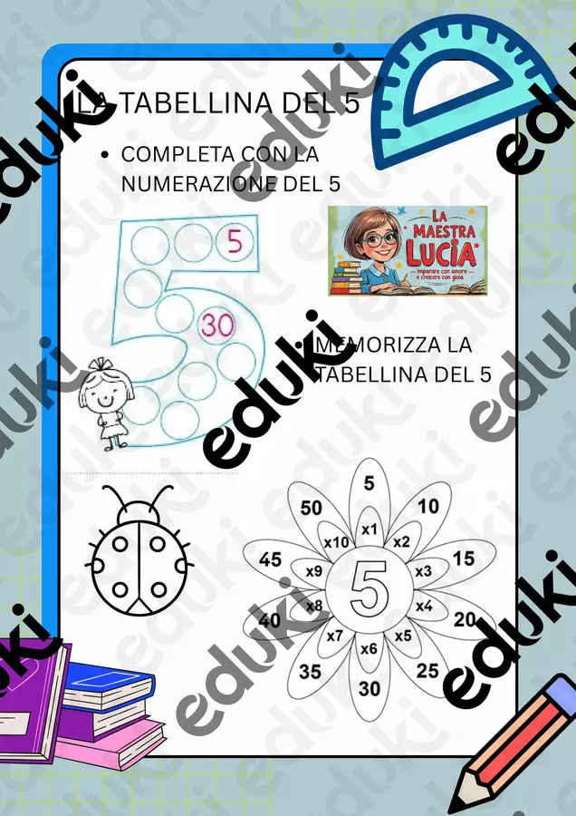 TABELLINA DEL 5 Esercizi - TABELLINA DEL 5 - Lucia Durante - Pagina di copertina