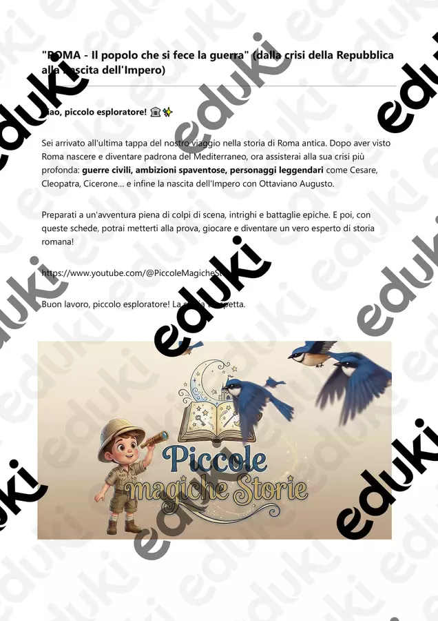 38 schede didattiche- 57 pagine la storia di Roma Esercizi - 38 schede didattiche- 57 pagine la storia di Roma - Piccole Magiche Storie - Pagina di copertina