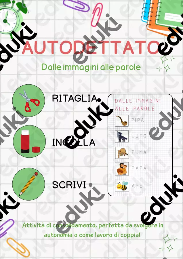 ✏️ AUTODETTATO – Dalle immagini alle parole Esercizi - ✏️ AUTODETTATO – Dalle immagini alle parole - 🌈 Didattica Serena📚 - Pagina di copertina