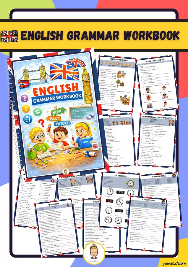 English Grammar Workbook Esercizi - English Grammar Workbook - games2learn - Pagina di copertina