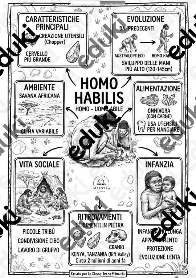 MAPPE HOMO ABILIS E HOMO ERGASTER Materiale di supporto/inclusione - MAPPE HOMO ABILIS E HOMO ERGASTER - maestra.ilaria - Pagina di copertina