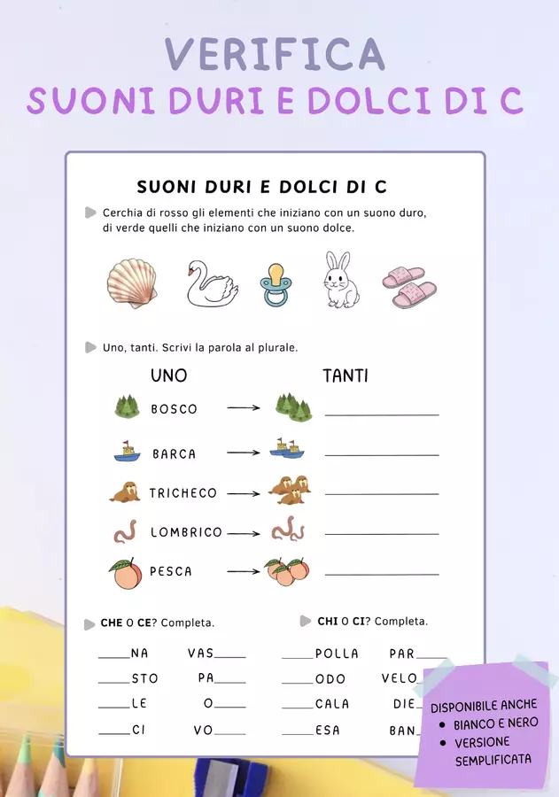 ✏️ Suoni duri e dolci di C: Verifica/consolidamento Esercizi - ✏️ Suoni duri e dolci di C: Verifica/consolidamento - 🌈 Didattica Serena📚 - Pagina di copertina