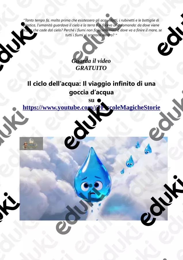 Ciclo dell’acqua:Gioco da tavolo, schede didattiche 30 pag. Esperimenti - Ciclo dell’acqua:Gioco da tavolo, schede didattiche 30 pag. - Piccole Magiche Storie - Pagina di copertina