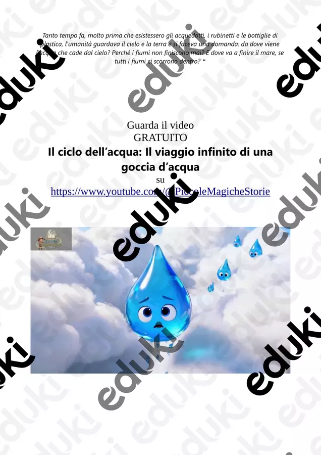 Il ciclo dell’acqua: schede didattiche, esperimenti Esercizi - Il ciclo dell’acqua: schede didattiche, esperimenti - Piccole Magiche Storie - Pagina di copertina