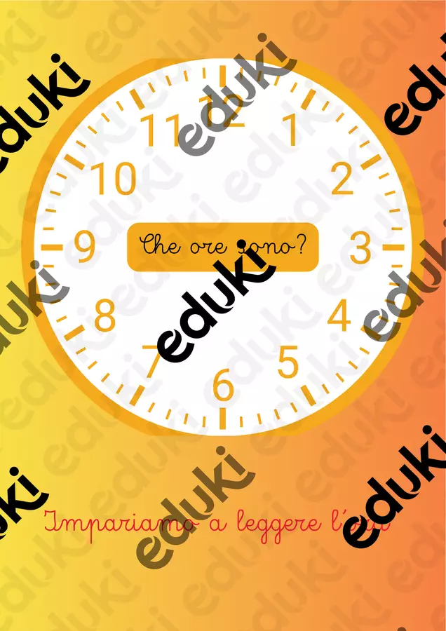 Imparare a leggere l'orologio Esercizi - Imparare a leggere l'orologio - Pedagoginclusion - Pagina di copertina