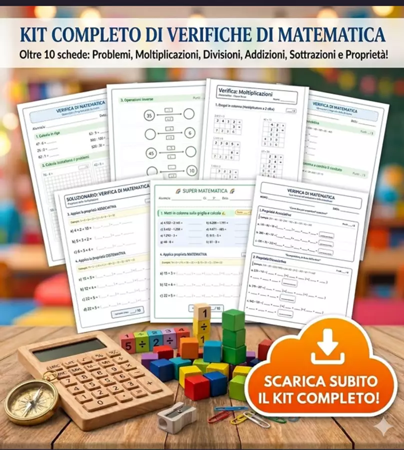 Kit Verifiche Matematica Classe 3ª Esercizi - Kit Verifiche Matematica Classe 3ª - Maestra Violetth - Pagina di copertina