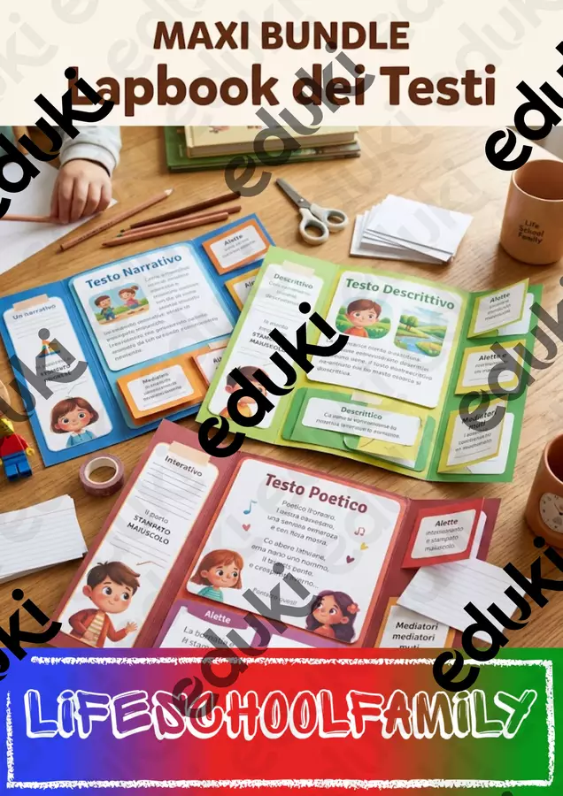 MAXI BUNDLE Lapbook Testi: Narrativo,Poetico,Descrittivo Materiale di supporto/inclusione - MAXI BUNDLE Lapbook Testi: Narrativo,Poetico,Descrittivo - Life School Family - Pagina di copertina