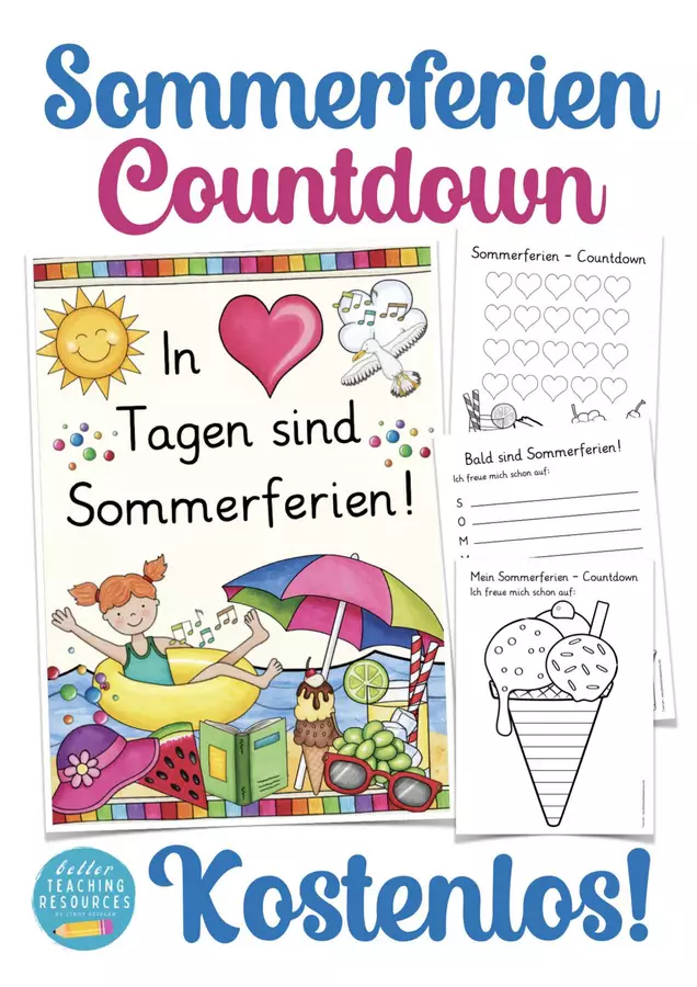 Tedesco Deutsch - conto alla rovescia per le vacanze estive I materiale gratuito Sommerferien Countdown Esercizi - Tedesco Deutsch - conto alla rovescia per le vacanze estive I materiale gratuito Sommerferien Countdown - Better Teaching Resources - Pagina di copertina