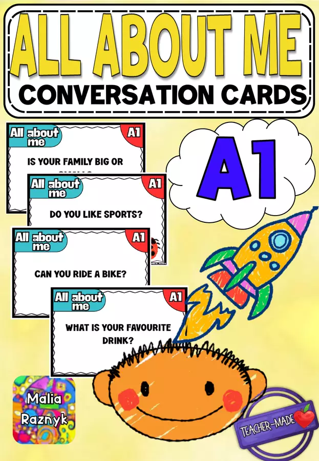 My First Conversations: 50 "All About Me" Cards (Level A1) Esercizi - My First Conversations: 50 "All About Me" Cards (Level A1) - Malia Raznyk - Pagina di copertina