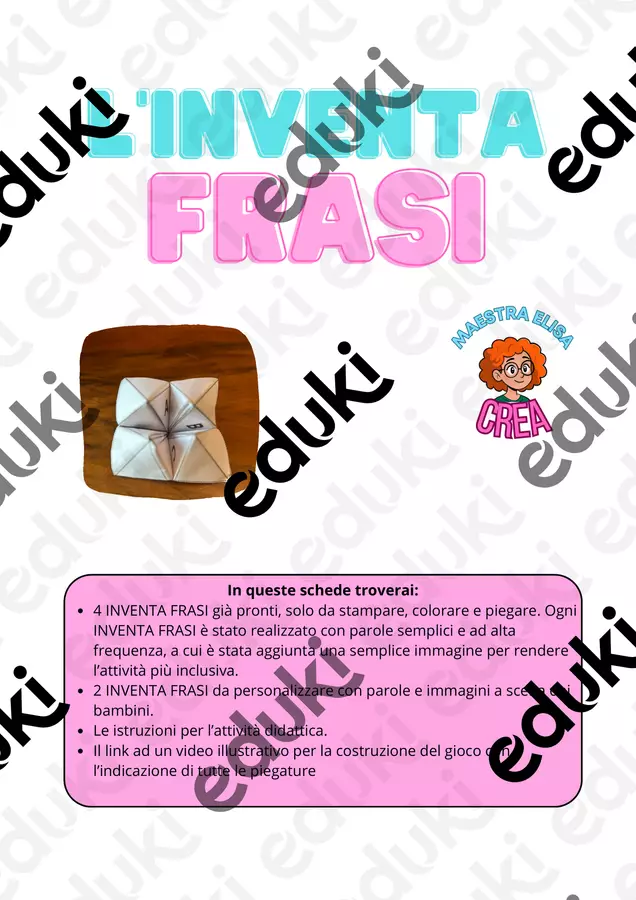L'Inventa Frasi: gioco per imparare a costruire le frasi Materiale di supporto/inclusione - L'Inventa Frasi: gioco per imparare a costruire le frasi - Elisa Occhetti - Pagina di copertina