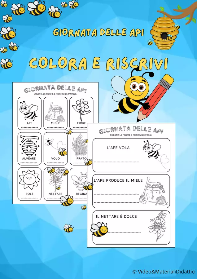 COLORA E RISCRIVI- Giornata delle Api Clipart / Immagini originali - COLORA E RISCRIVI- Giornata delle Api - Video & Materiali Didattici - Pagina di copertina