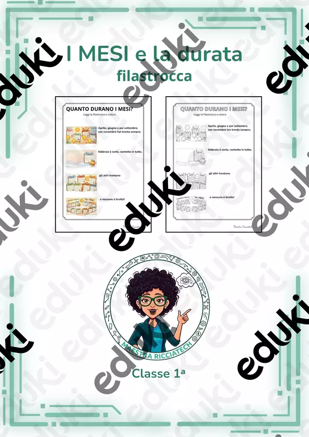 Filastrocca sulla durata dei mesi con immagini Clipart / Immagini originali - Filastrocca sulla durata dei mesi con immagini - Maestra ricciatech - Pagina di copertina