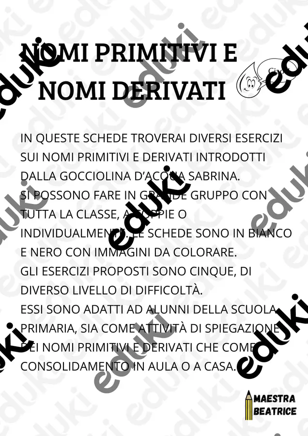 NOMI PRIMITIVI E DERIVATI Esercizi - NOMI PRIMITIVI E DERIVATI - Libri e marmellata - Pagina di copertina