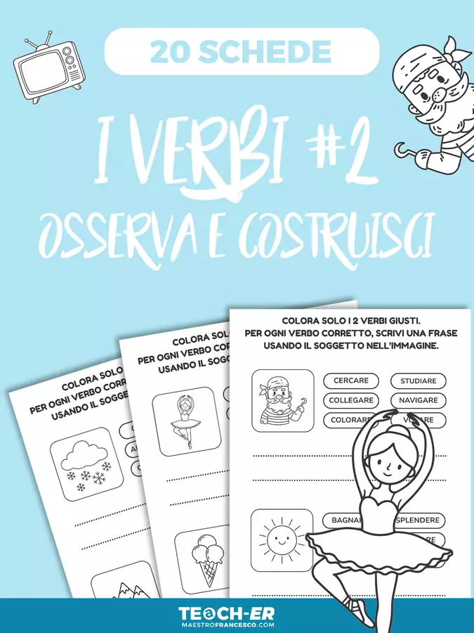 I verbi - Osserva e costruisci la frase Esercizi - I verbi - Osserva e costruisci la frase - Maestro Francesco - Pagina di copertina