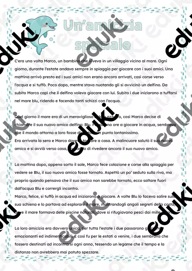 Un'amicizia speciale_comprensione del testo Materiale di supporto/inclusione - Un'amicizia speciale_comprensione del testo - Mille e una Inclusione - Pagina di copertina