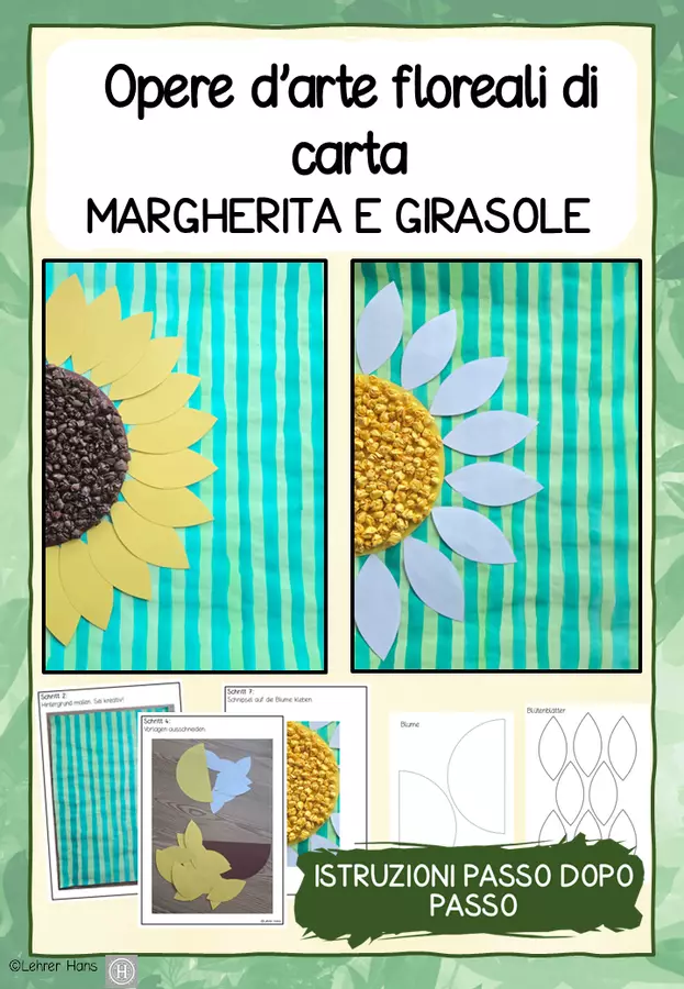 Opere d’arte floreali di carta: margherita e girasole Materiale per pittura e bricolage - Opere d’arte floreali di carta: margherita e girasole - Maestro Hans - Pagina di copertina