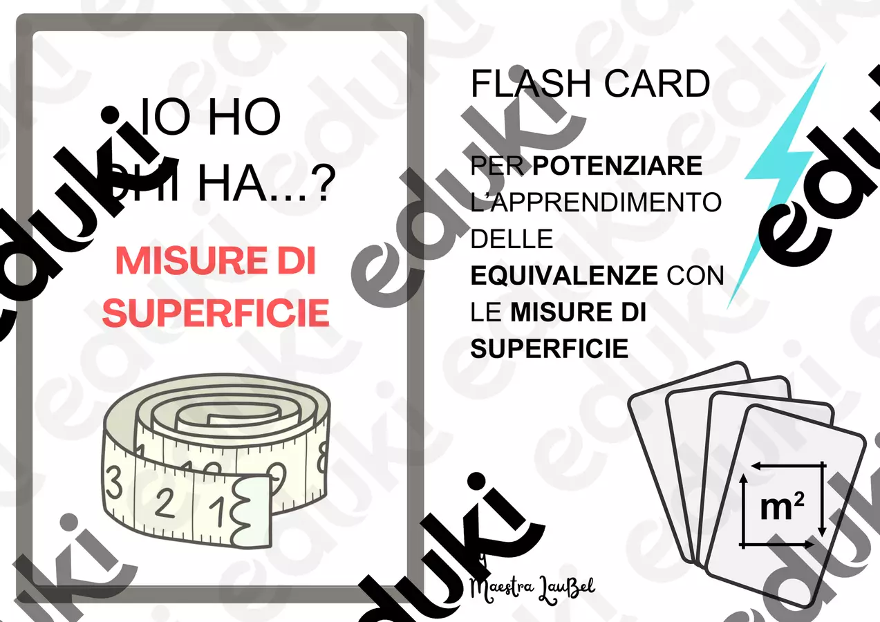 flashcard Misure Superficie Esercizi - flashcard Misure Superficie - Maestra Laubel - Pagina di copertina