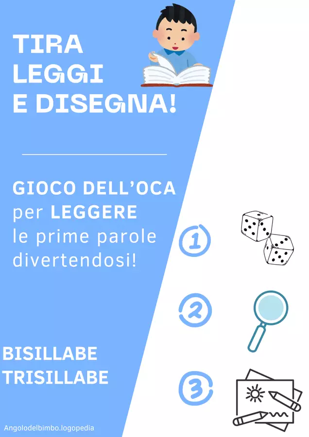 GIOCO OCA: TIRA LEGGI E DISEGNA Esercizi - GIOCO OCA: TIRA LEGGI E DISEGNA - Angolo.Logopedia - Pagina di copertina