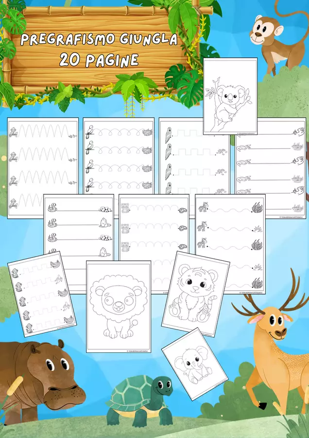 Pregrafismo a tema Giungla Clipart / Immagini originali - Pregrafismo a tema Giungla - Video & Materiali Didattici - Pagina di copertina