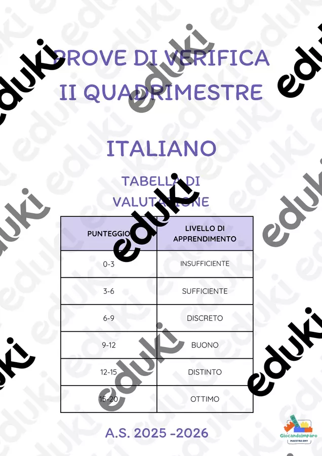 PROVE DI VERIFICA CON VALUTAZIONE Esercizi - PROVE DI VERIFICA CON VALUTAZIONE - GIOCANDOIMPAROMAESTRAEMY - Pagina di copertina