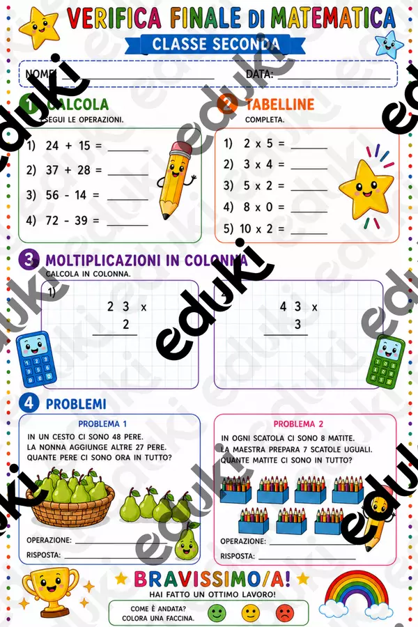 Verifica finale di matematica classe seconda Esercizi - Verifica finale di matematica classe seconda - maestraolga88 - Pagina di copertina