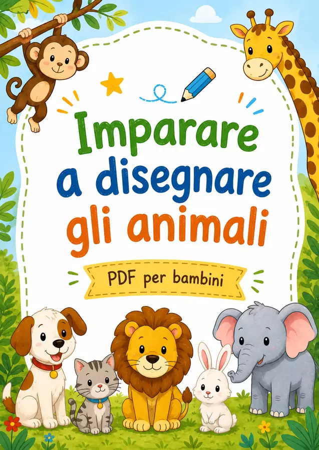 Imparare a disegnare gli animali - PDF per bambini Materiale per pittura e bricolage - Imparare a disegnare gli animali - PDF per bambini - MilleLibriPerBambini - Pagina di copertina