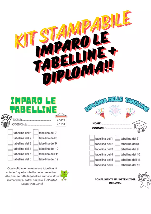 kit diploma e imparo Materiale di supporto/inclusione - kit diploma e imparo - Maestra Arianna :) - Pagina di copertina