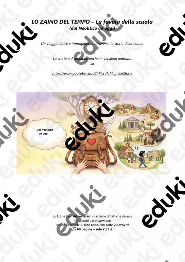 La favola della scuola (dal Neolitico ad oggi) Quiz - La favola della scuola (dal Neolitico ad oggi) - Piccole Magiche Storie - Pagina di copertina