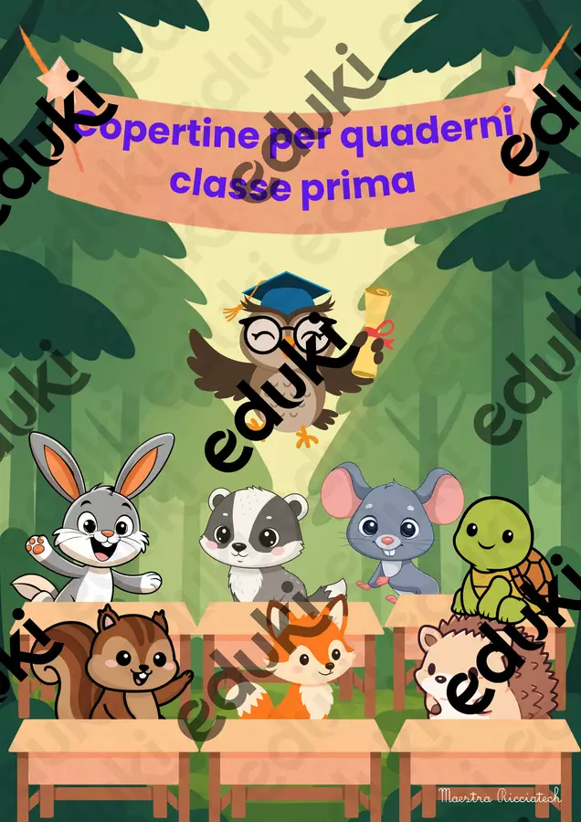 Copertine per quaderni Classe prima Materiale di supporto/inclusione - Copertine per quaderni Classe prima - Maestra ricciatech - Pagina di copertina
